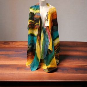 Vitamin A Laguna Beach Silk Aqua Molly Brown Swimsuit Cover Up Marina Poncho‎